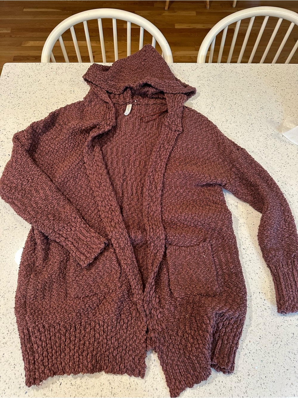 Cozy Hooded Open-Front Sweater Cardigan - Mauve